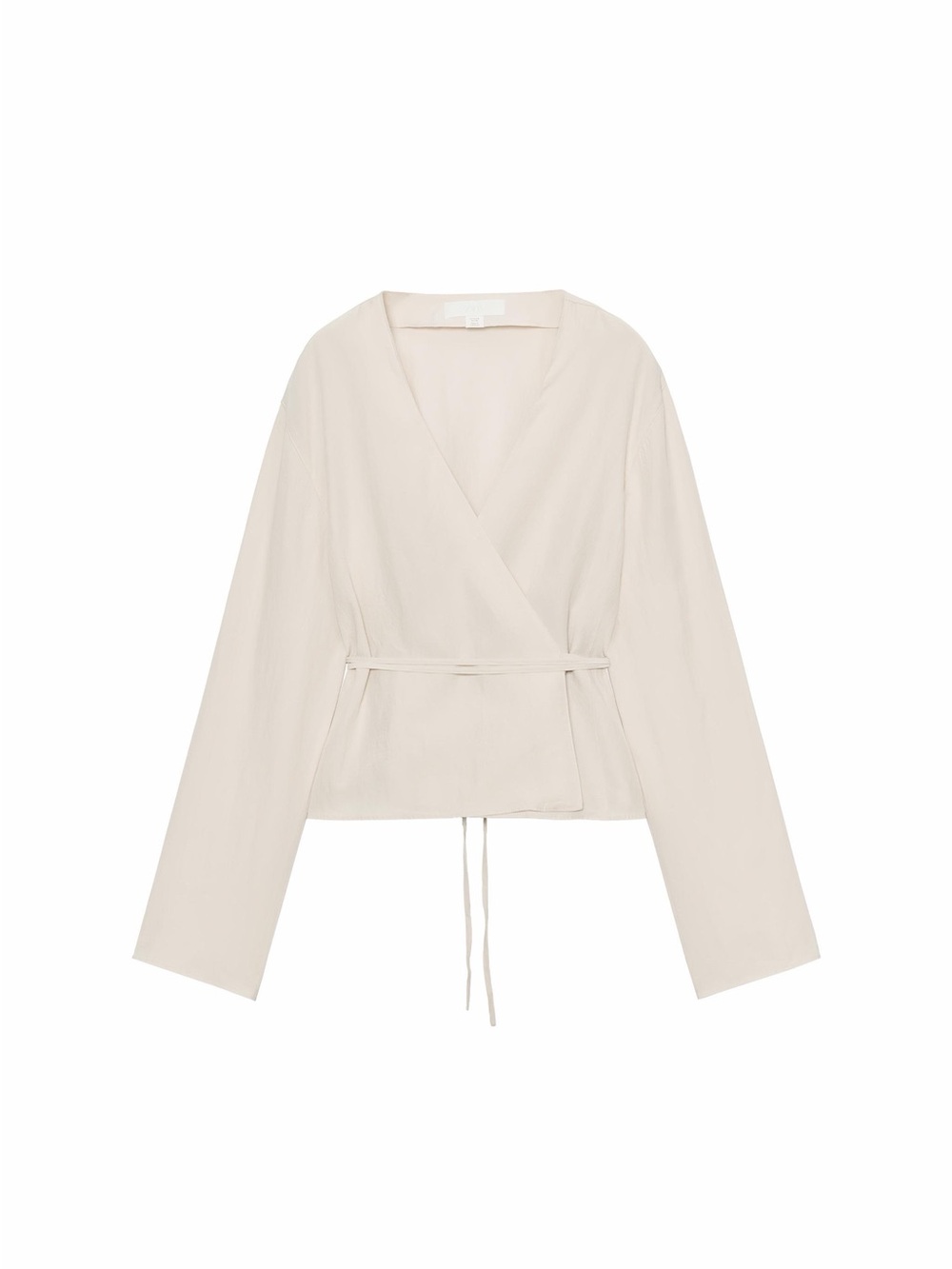 Zara Cream Wrap-Style Long Sleeve Blouse